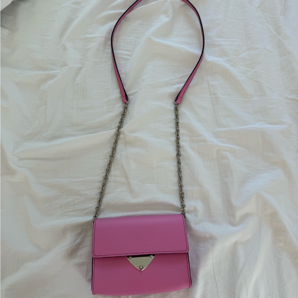 Coccinelle Rose Pink Crossbody Bag with Silver Hardware